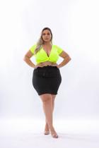 Conjunto saia com multi formas moda plus size feminina