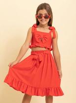 Conjunto Saia Cropped Menina Verão Lessa Kids Vermelho K150 Conjunto Saia Cropped Menina Verão Lessa Kids Vermelho K150