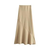 Conjunto Saia e Colete Feminino Cáqui - Decote V, Cintura Alta e Modelagem Slim