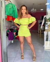 Conjunto saia e croppd verde limão Conjunto saia e croppd verde limão