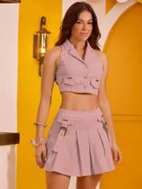 Conjunto Saia e Cropped Elegante Empório PitBull 93171 COR:ROSA SECOTAMANHO:M