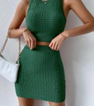 Conjunto saia e Cropped Tricot (verde)