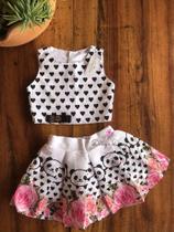 Conjunto Saia E Cropped Urso Panda Festa Temático