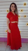 Conjunto saia e cropped vermelho