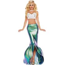 Conjunto Saia e Top Fantasia Adulto Cosplay Halloween Carnaval Sereia Ariel Conjunto Saia e Top Fantasia Adulto Cosplay Halloween Carnaval Sereia Ariel