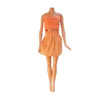 Conjunto Saia e Top Laranja Poá Veste Boneca BTYNA Conjunto Saia e Top Laranja Poá Veste Boneca BTYNA