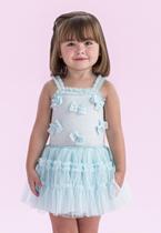 Conjunto Saia Festa Menina Azul Petit Cherie