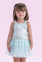 Conjunto Saia Festa Menina Azul Petit Cherie