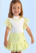 Conjunto Saia Infantil Festa Amarelo Petit Cherie