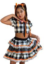 Conjunto Saia Junino Caipira Estampado Xadrez