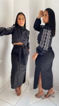 Conjunto saia longa e blusa longa preta