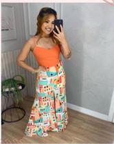 Conjunto saia longa e Cropped feminino adulto, tecido dunas. Conjunto saia longa e Cropped feminino adulto, tecido dunas.