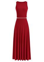 Conjunto Saia Longa Feminina PRETTYGARDEN Cropped Vermelho P Conjunto Saia Longa Feminina PRETTYGARDEN Cropped Vermelho P