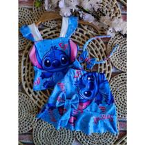 Conjunto Saia Menina Infantil Stitch Azul + Arco de Cabelo Conjunto Saia Menina Infantil Stitch Azul + Arco de Cabelo