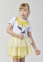 Conjunto Saia Menina Tule Amarelo Estampado Conjunto Saia Menina Tule Amarelo Estampado