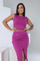 Conjunto Saia Midi Cropped Moletinho