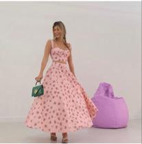 Conjunto saia midi flower Salgu Conjunto saia midi flower Salgu