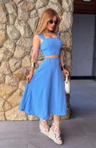 Conjunto Saia Midi Longa Risca de Giz moda feminina boutique luxo