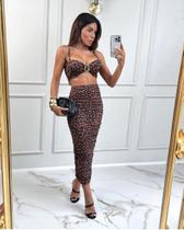 Conjunto Saia Midi Plissada Frente E Costas Modeladora E Top