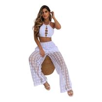 Conjunto Saida de praia cropped e calça