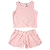 Conjunto Saída de Praia Infantil Atoalhado Rosa Tip Top