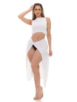 Conjunto Saída de Praia Poliamida Cropped e Saia Tendência Verão Premium