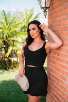 Conjunto Saída De Praia Trico Saia E Top Cropped Verão