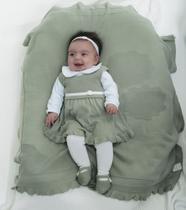 Conjunto Saída Maternidade Em Tricot E Crochê Menina Vestido Meia Calça