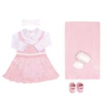 Conjunto Saída Maternidade Em Tricot E Crochê Menina Vestido Meia Calça