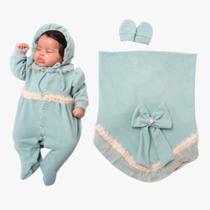 Conjunto Saída Maternidade Tricot Bebê Menina Longo Salmão