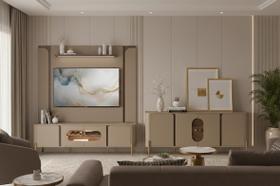 Conjunto Sala Apollo Home para TV e Buffet Porta Vidro e LED