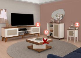 Conjunto Sala Charlotte: Rack 4524+ Mesa 4518+ Buffet 4520