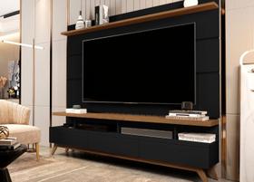 Conjunto Sala com Rack Painel TV 72" Preto Freijo Vivare Wood 1,8
