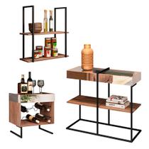 Conjunto Sala de Estar 3 Peças Estilo Industrial BP 15mm Demolição - Abmaza