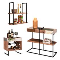 Conjunto Sala de Estar 3 Peças Estilo Industrial BP 15mm Demolição - Desk Design Conjunto Sala de Estar 3 Peças Estilo Industrial BP 15mm Demolição - Desk Design