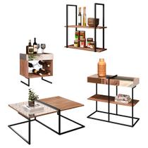 Conjunto Sala de Estar 4 Peças Estilo Industrial BP 15mm Demolição - Desk Design Conjunto Sala de Estar 4 Peças Estilo Industrial BP 15mm Demolição - Desk Design