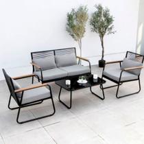 Conjunto Sala De Estar 4 Pecas Sofa Duplo Solteiro E Mesa