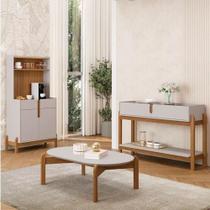 Conjunto Sala de Estar Fagioli Off White/Cedro Conjunto Sala de Estar Fagioli Off White/Cedro