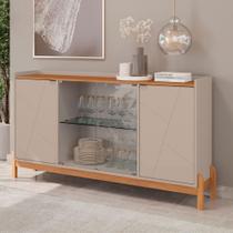 Conjunto Sala de Estar Fernandes Off White/Cedro