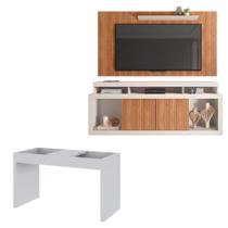 Conjunto Sala de Estar Life com Mesa Book para Tv 65 Polegadas Off White Freijo Caemmun Móveis Conjunto Sala de Estar Life com Mesa Book para Tv 65 Polegadas Off White Freijo Caemmun Móveis