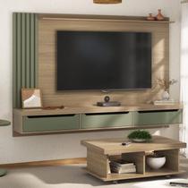 Conjunto Sala de Estar Mesa de Apoio Bel e Mesa de Centro Dunas e Painel Presence Conjunto Sala de Estar Mesa de Apoio Bel e Mesa de Centro Dunas e Painel Presence