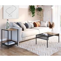 Conjunto Sala de Estar Mesa de Centro e Mesa Lateral York Industrial Marrom Conjunto Sala de Estar Mesa de Centro e Mesa Lateral York Industrial Marrom