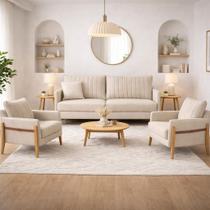 Conjunto Sala de Estar Orion com 1 Sofá 2 Lugares Living e 2 Poltronas