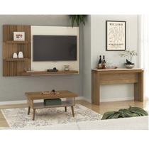 Conjunto Sala de Estar Painel Ripado para Tv até 50 Polegadas com Mesa de Centro Lucca e Aparador Moon