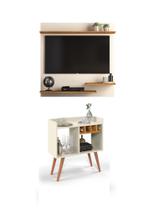 Conjunto Sala de Estar Painel TV 32" e Aparador Pés Palito Rubi - Off White/Nature Conjunto Sala de Estar Painel TV 32" e Aparador Pés Palito Rubi - Off White/Nature