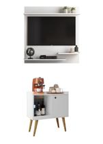 Conjunto Sala de Estar Painel TV 32" e Aparador Retrô Pés Palito Linus - Branco Conjunto Sala de Estar Painel TV 32" e Aparador Retrô Pés Palito Linus - Branco