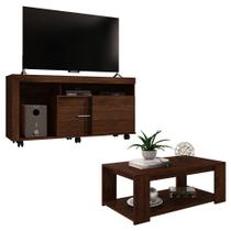 Conjunto Sala de Estar Rack Mesa Marrom Prince Caemmun