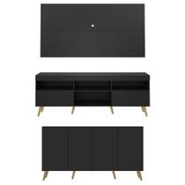 Conjunto Sala De Estar Rack + Painel 65 e Aparador Retrô