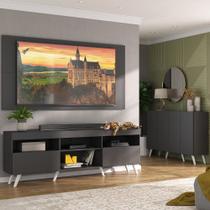 Conjunto Sala de Estar Rack + Painel TV 65" e Aparador Retrô Sofia Multimóveis Preto/Branco Conjunto Sala de Estar Rack + Painel TV 65" e Aparador Retrô Sofia Multimóveis Preto/Branco