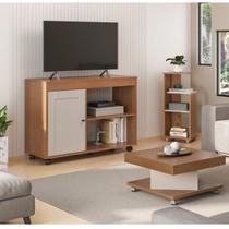 Conjunto Sala de Estar Rack para TV até 49 pol Zoom com Mesa de Centro Saara e Mesa de Apoio Bis Marrom Conjunto Sala de Estar Rack para TV até 49 pol Zoom com Mesa de Centro Saara e Mesa de Apoio Bis Marrom
